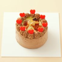 丸写真ケーキチョコレート ハートチョコ 4号(3~4名様向け)