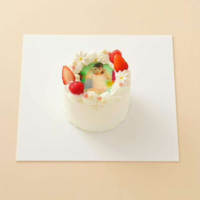 丸写真ケーキ 苺×パール3号(1~2名様向け) 1