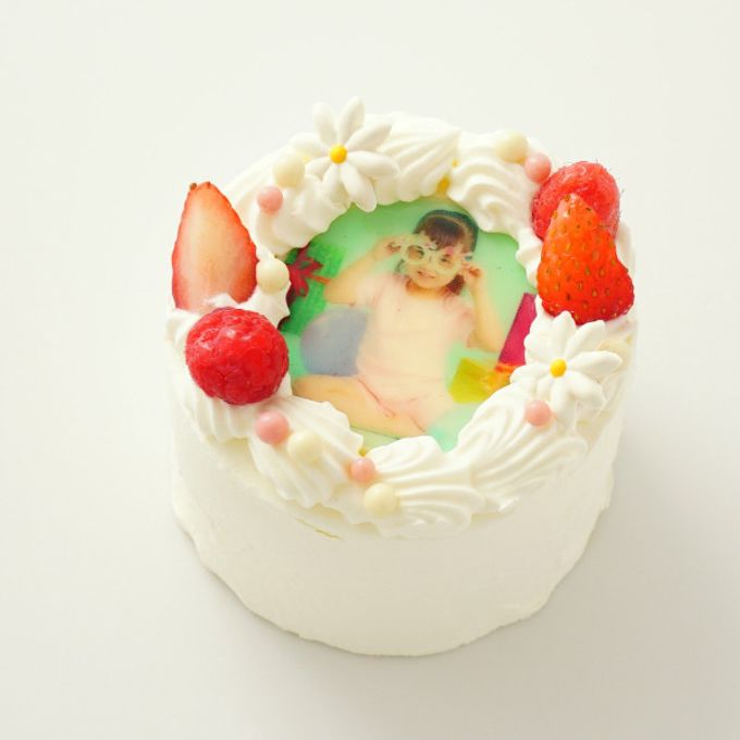 丸写真ケーキ 苺×パール3号(1~2名様向け) 2
