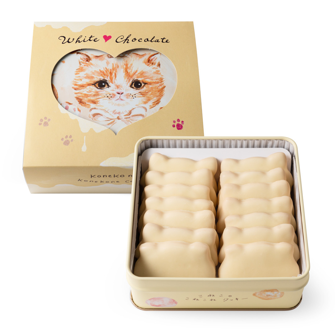 こねこのこねこねクッキー缶 WHITE CHOCOLATE（CACAOCAT） | Cake.jp