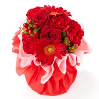 【宿泊施設にお届け】そのまま飾れる 花束ブーケ(レッド) Sサイズ 