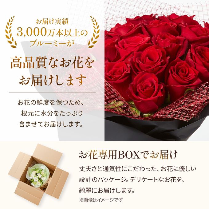 【宿泊施設にお届け】プレミアム・ローズ花束ブーケ 20本  5