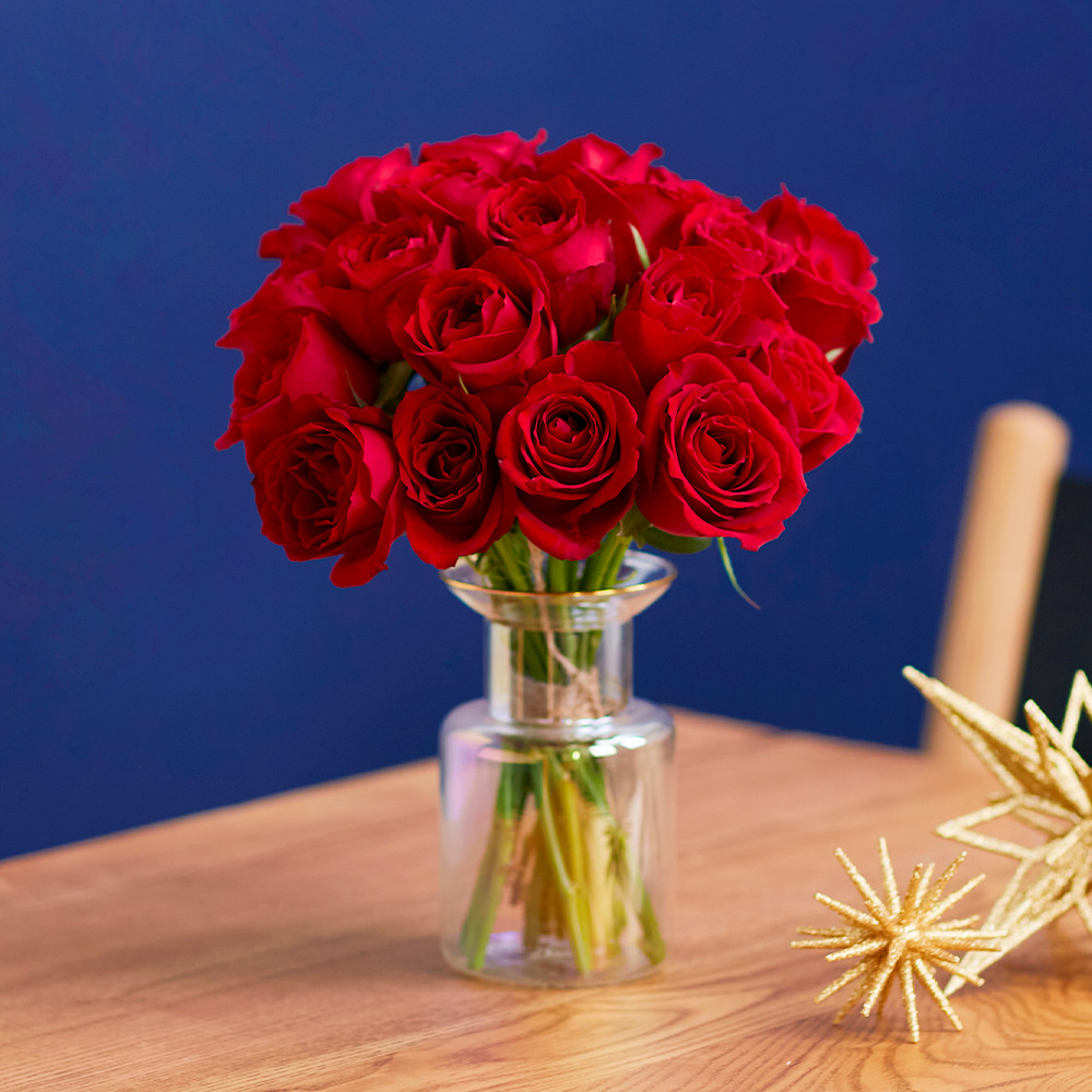 宿泊施設にお届け】プレミアム・ローズ花束ブーケ 20本 （bloomee