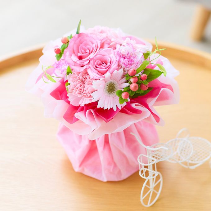 【宿泊施設にお届け】そのまま飾れる 花束ブーケ(ピンク) Sサイズ 1