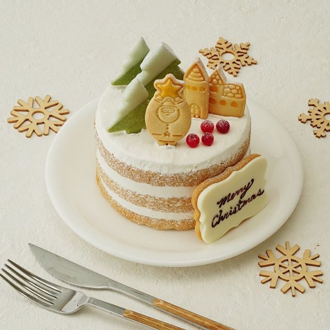 クリスマスのミニチュア風シンプルケーキ 生クリーム 4号 12cm クリスマス2024 1