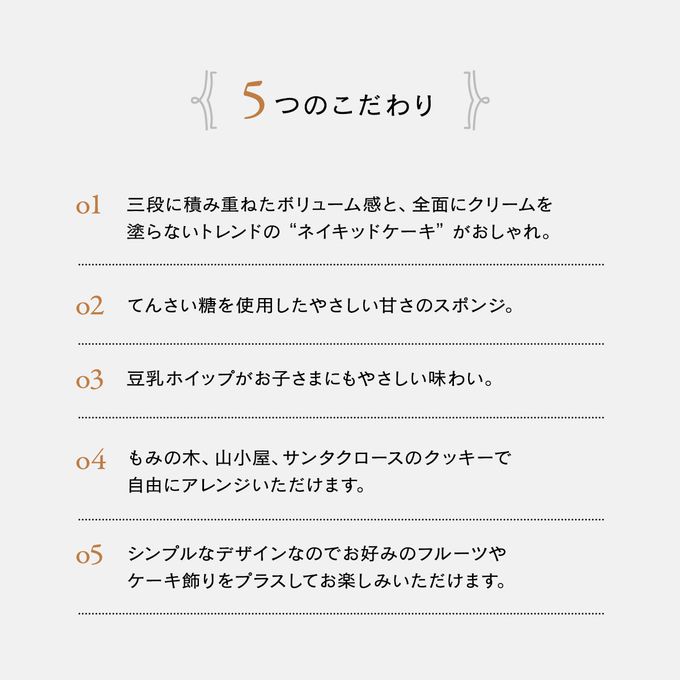 クリスマスのミニチュア風シンプルケーキ 豆乳クリーム 3号 9cm クリスマスケーキ2025 5