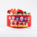 『カラフルピーチ』クリスマスチョコ丸型4号 写真ケーキ 3