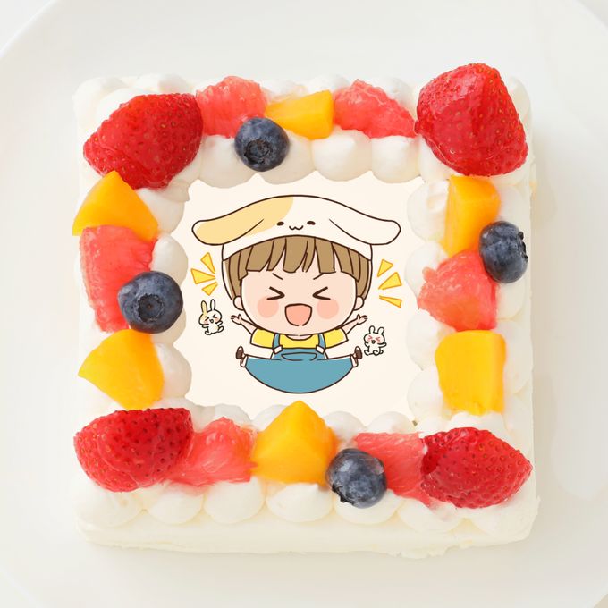 【かっちゃん】四角型写真ケーキ 5号 15cm 1