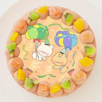 【しろくまななみん】丸型写真チョコレートケーキ 3号 9cm