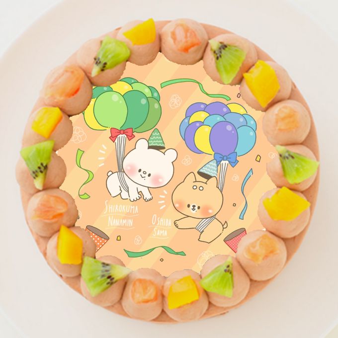 【しろくまななみん】丸型写真チョコレートケーキ 3号 9cm 1