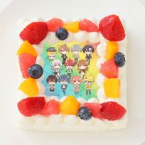 【カラフルピーチ】四角型写真ケーキ 6号 18cm