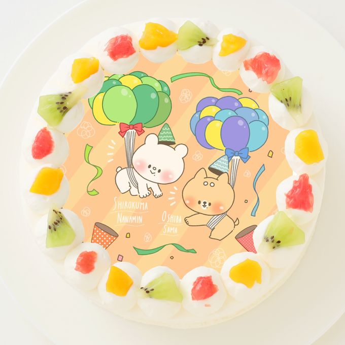 【しろくまななみん】丸型写真ケーキ 6号 18cm 1