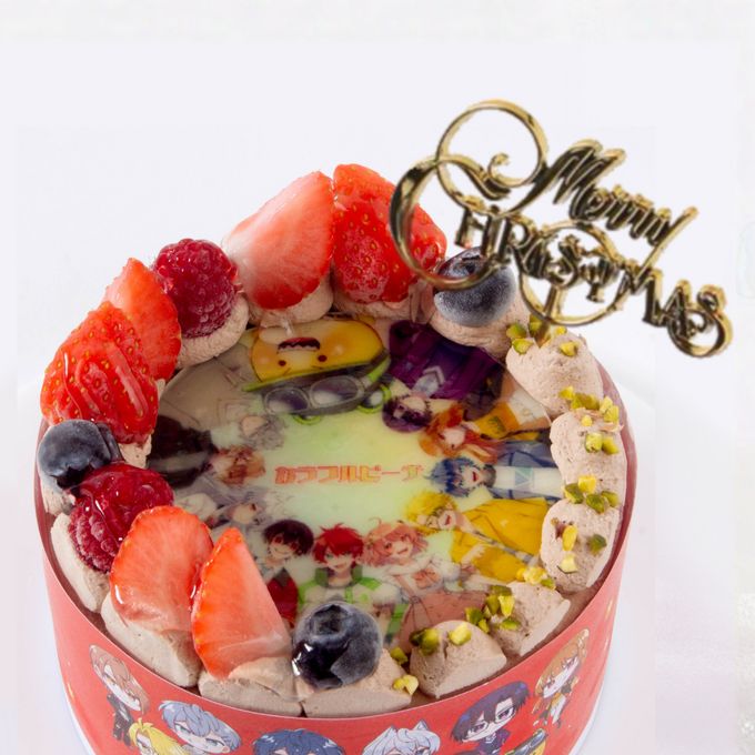 『カラフルピーチ』クリスマスチョコ丸型4号 写真ケーキ 2