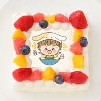 【かっちゃん】四角型写真ケーキ 4号 12cm