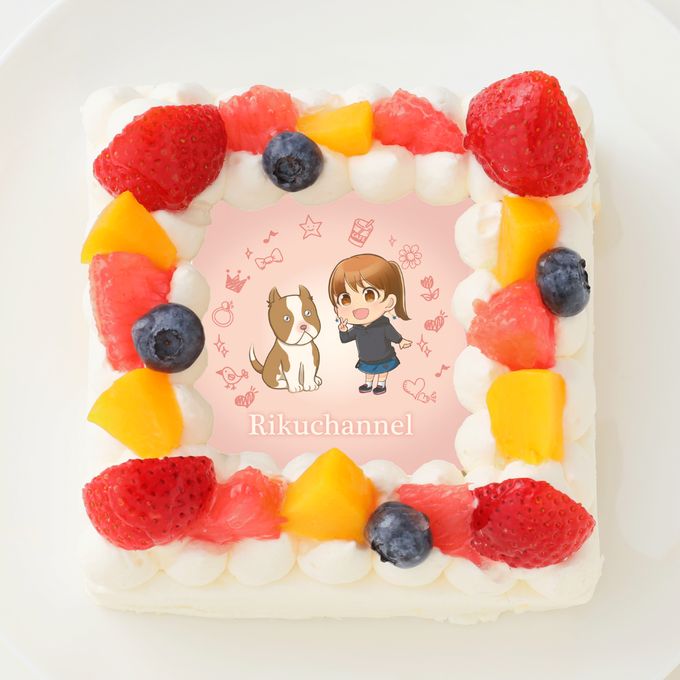 【りくChannel】四角型写真ケーキ 5号 15cm 1