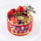 『カラフルピーチ』クリスマスチョコ丸型4号 写真ケーキ 1