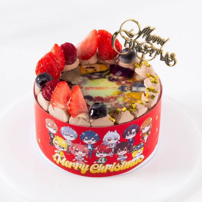 『カラフルピーチ』クリスマスチョコ丸型4号 写真ケーキ 1