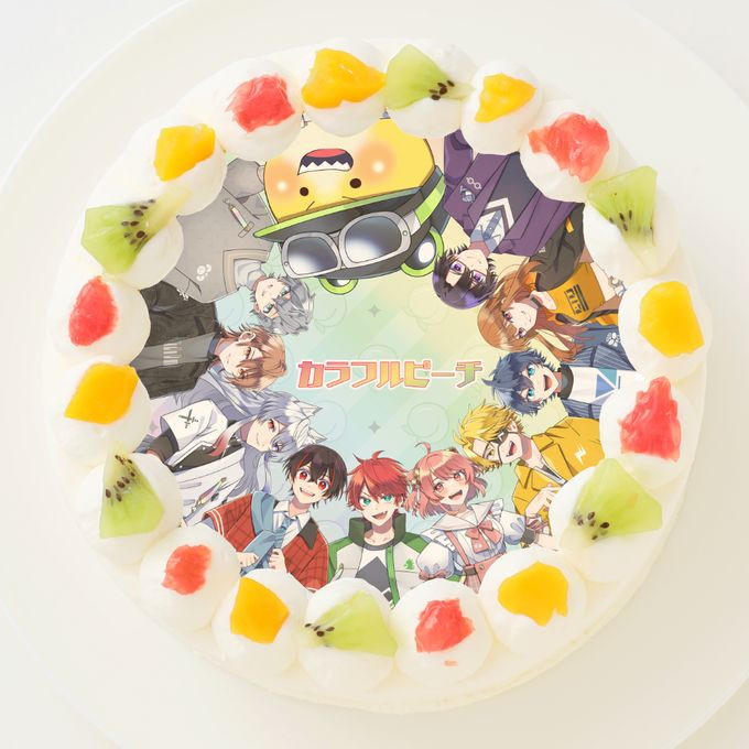 カラフルピーチ】丸型写真ケーキ 4号 12cm（Cake.jp ORIGINAL