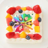 【ポケるんTV】四角型写真ケーキ 4号 12cm