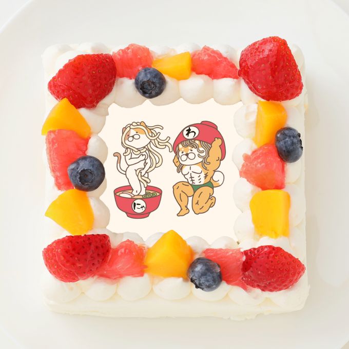 【わんこそば】四角型写真ケーキ 4号 12cm 1