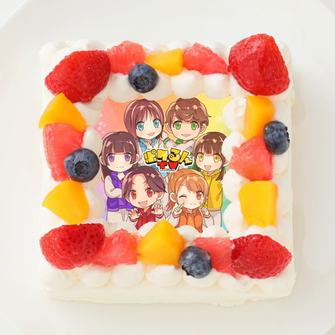 【ポケるんTV】イラストVer. 四角型写真ケーキ 4号 12cm 1