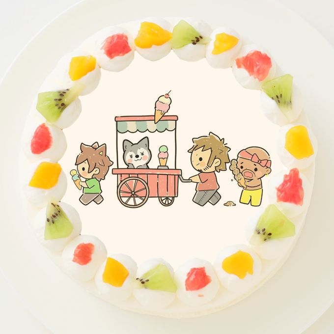 【ぽこにゃん】丸型写真ケーキ 4号 12cm 1