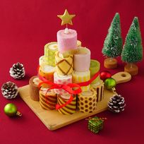 【まるでツリーのようなロールケーキ】クリスマス25種ロールケーキタワーキット4段（25個入）