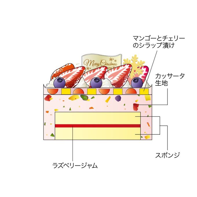 クリスマスカッサータベリー断面図 2