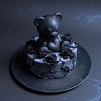 黒薔薇と黒荊ショートケーキ＆テディベアローズケーキ タワーセット 3