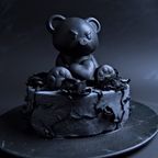黒薔薇と黒荊ショートケーキ＆テディベアローズケーキ タワーセット 2