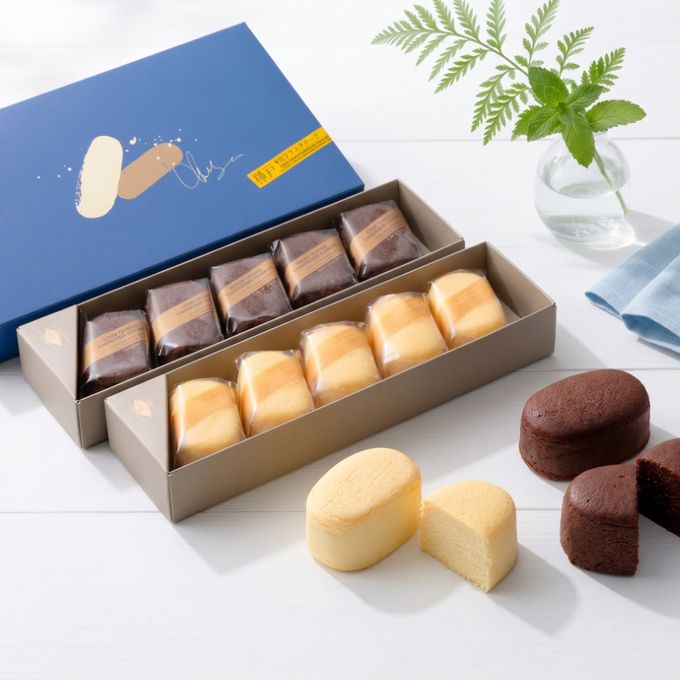 【神戸洋藝菓子 ボックサン】神戸 手みやげの定番 「六甲カシミアチーズケーキ 」 プレーン5個+チョコ5個入り」 熨斗対応 人気のギフト   ：お中元  2