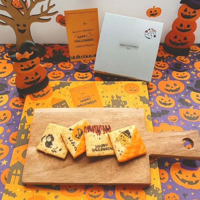 【送料無料、ハロウィンカード付き】shirokane sweet TOKYO パティシエ手作り白金ハロウィンサブレ（プレーン＆ショコラ） 4枚（ポスト投函、配送日時指定不可）ハロウィン 2025 3