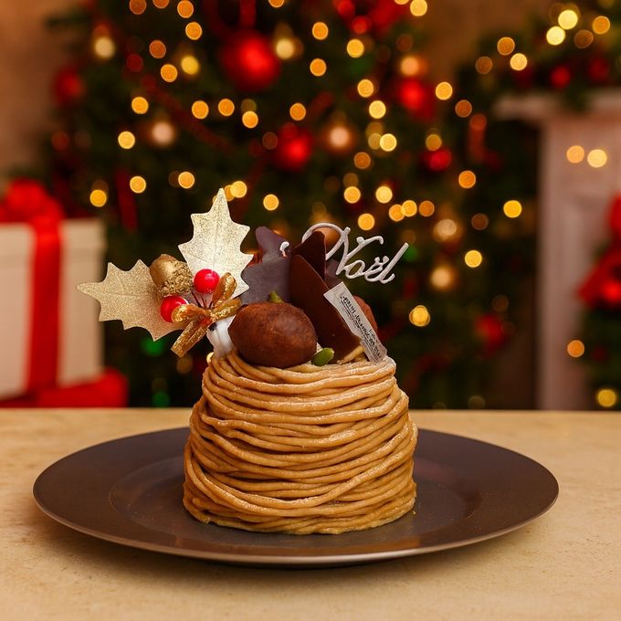 ２人用ペアホールケーキ 皇室献上栗 山江栗のモンブラン クリスマススタイル  2