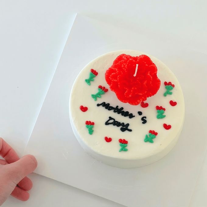 母の日カーネーションキャンドルケーキ｜メッセージ対応｜韓国風ケーキ 母の日2026 1