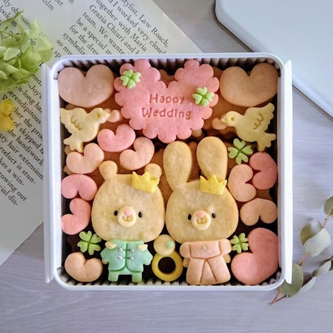 ウェディングクッキー缶/きみと季節のとなりに「HappyWedding」くま＆うさぎ 1