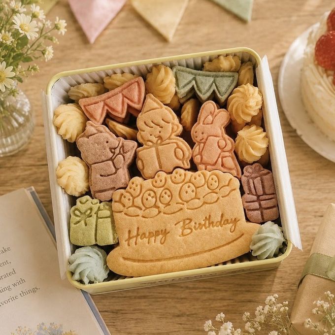 【誕生日・お祝い・ギフトに】きみが産まれた日の贈り物｜クッキー缶｜きみと季節のとなりに「HappyBirthday」 1