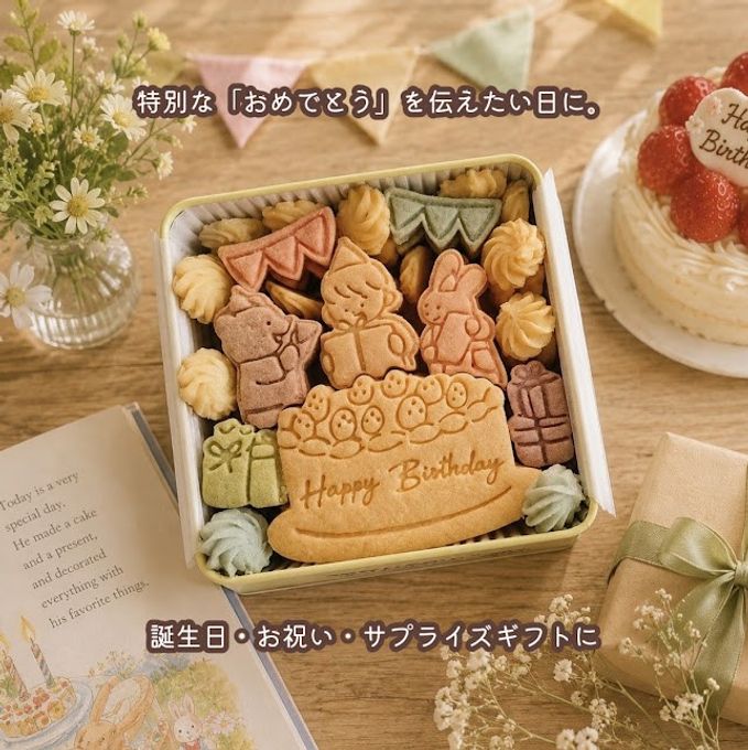 クッキー缶｜きみが産まれた日の贈り物｜誕生日・お祝い・サプライズに｜きみと季節のとなりに「HappyBirthday」/クリスマス2026 7