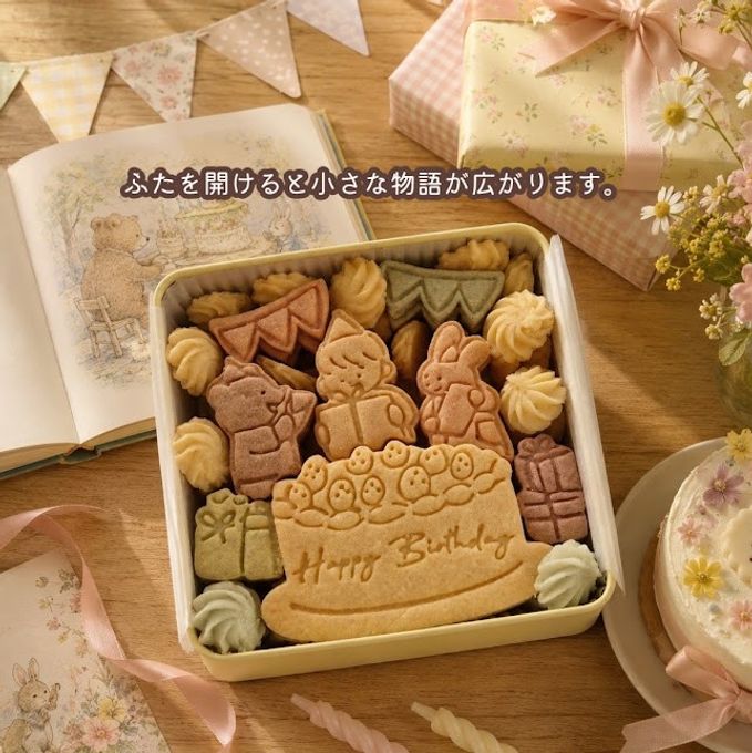 クッキー缶｜きみが産まれた日の贈り物｜誕生日・お祝い・サプライズに｜きみと季節のとなりに「HappyBirthday」/クリスマス2026 2