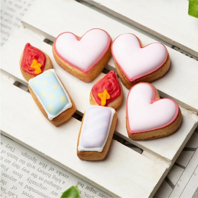 【ハート＆ろうそく(5個入り)】アイシングクッキー かわいい お菓子 誕生日 バースデー 推し活 推しケーキ プチギフト クッキー ギフト アイシングクッキーleap 1