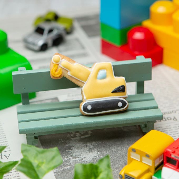 乗り物クッキー【クレーン車】アイシングクッキー クッキー プチギフト デコレーション かわいい お菓子 個包装 はたらくくるま 働く車 乗り物 1