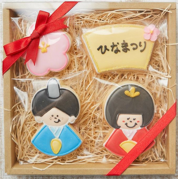 名入れ可【ひな祭りギフトB】アイシングクッキー ギフトボックス クッキー ケーキデコレーション バースデーケーキ 誕生日 ケーキトッピング ケーキデコレーション かわいい お菓子 女の子 男の子  2