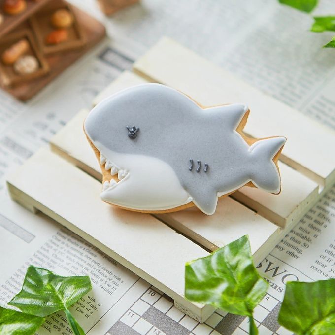 海の生き物【サメ】アイシングクッキー クッキー プチギフト デコレーション かわいい お菓子 個包装 魚 さかな 動物 さめ 鮫 1