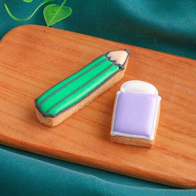 2個セット【えんぴつ＆消しゴム】アイシングクッキー クッキー プチギフト かわいい お菓子 個包装 アイシングクッキーleap 入園 入学 卒園 卒業 1