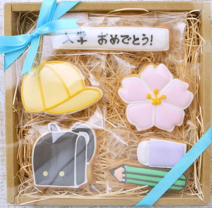 名入れ可【入学ギフトBOY小】アイシングクッキー ギフトボックス クッキー ケーキデコレーション バースデーケーキ 誕生日 ケーキトッピング ケーキデコレーション かわいい お菓子 女の子 男の子  2