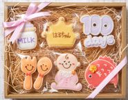 名入れ可【100日祝いギフト女の子A】アイシングクッキー ギフトボックス クッキー ケーキデコレーション バースデーケーキ 誕生日 ケーキトッピング ケーキデコレーション かわいい お菓子 女の子 男の子  2