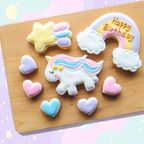 【ユニコーンバースデーセット】アイシングクッキー クッキー ケーキデコレーション バースデーケーキ 誕生日 ケーキトッピング ケーキデコレーション かわいい お菓子 ユニコーン 女の子 男の子  1