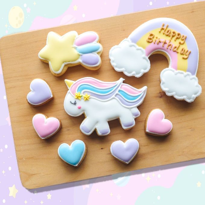 【ユニコーンバースデーセット】アイシングクッキー クッキー ケーキデコレーション バースデーケーキ 誕生日 ケーキトッピング ケーキデコレーション かわいい お菓子 ユニコーン 女の子 男の子  1