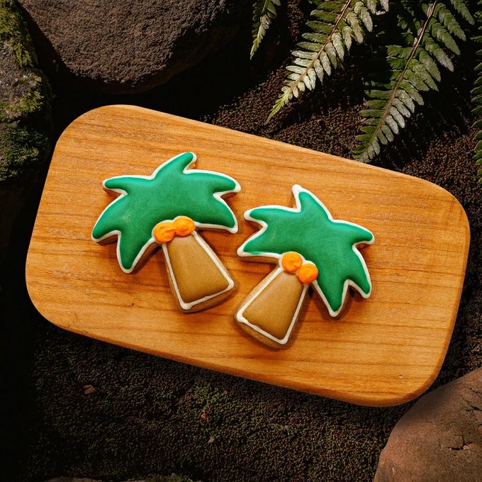 【ヤシの木(2個入り)】恐竜シリーズ アイシングクッキー かわいい お菓子 誕生日 バースデー 推し活 推しケーキ プチギフト クッキー ギフト アイシングクッキーleap 1