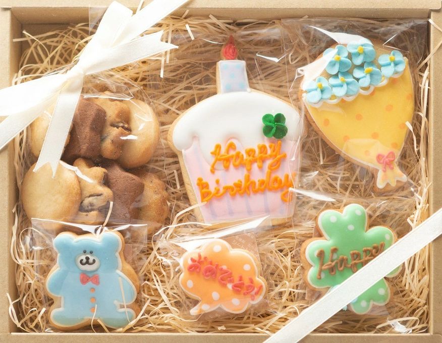 名入れ可【バースデーギフト】アイシングクッキー ギフトボックス クッキー ケーキデコレーション バースデーケーキ 誕生日 ケーキトッピング ケーキデコレーション かわいい お菓子 女の子 男の子  2