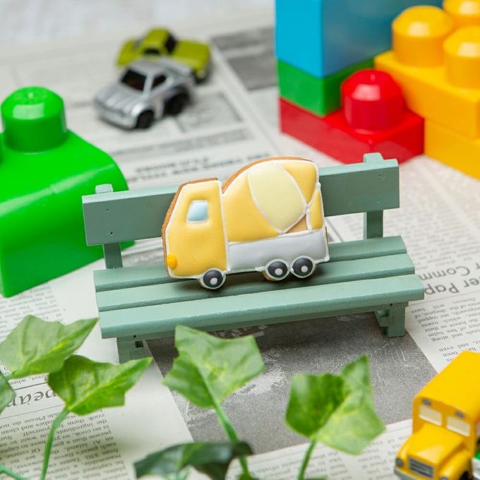 乗り物クッキー【コンクリートミキサー車】アイシングクッキー クッキー プチギフト デコレーション かわいい お菓子 個包装 はたらくくるま 働く車 乗り物 1